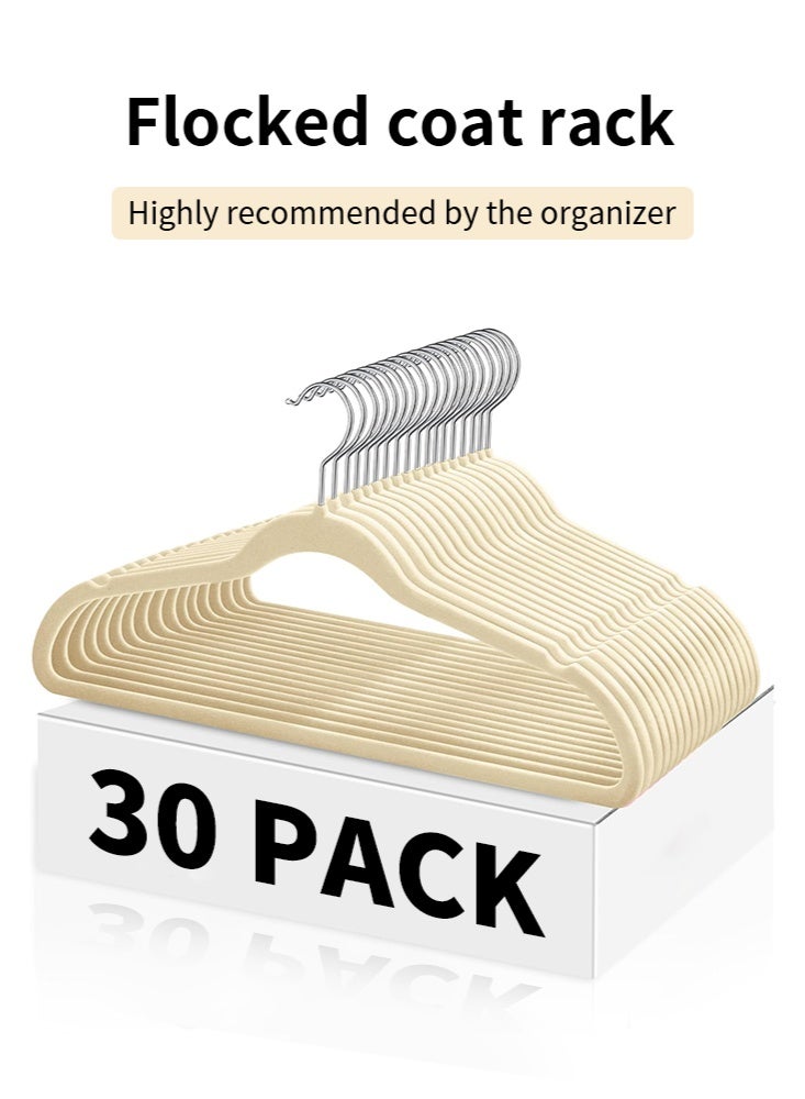 30 Pack Velvet Hangers Ultra,thin Non Slip Adult Felt Space Saving Hangers for Closet Heavy Duty Coat Pants Jackets Dress Hangers Hold Upto，white - Image 1
