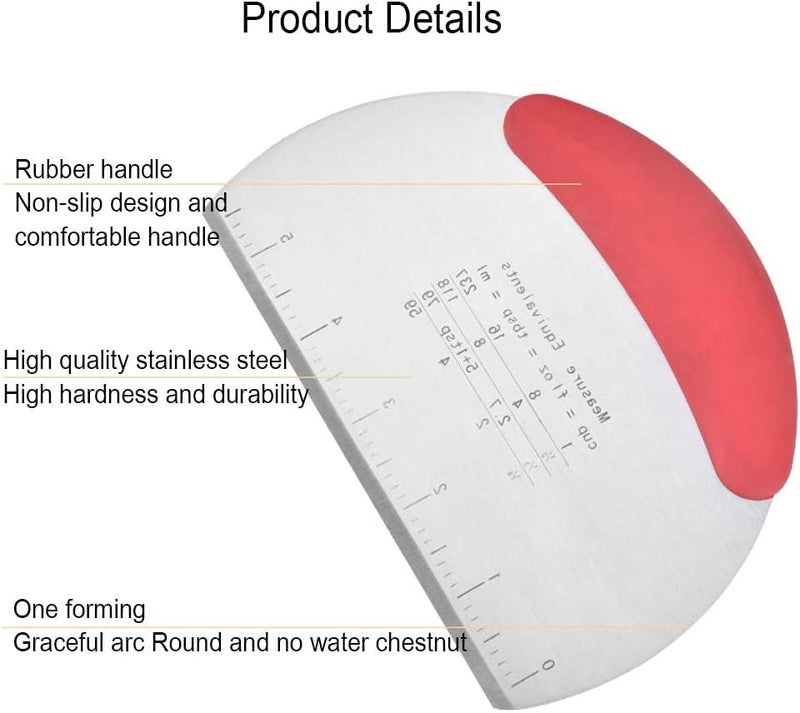 Baskety Stainless Steel Bench Scraper and Dough Cutter Multi-Purpose Kitchen Tool with Contoured Grip for Baking and Cooking Great as Dough Cutter for Bread and Pizza - Image 3
