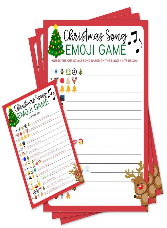 Pink Pixie Studio Christmas Songs Emoji Picture Guessing Game- Pack of 15- Fun Party Activity for Adults, Office, Church Group, Thanksgiving, Holiday Party - Image 1