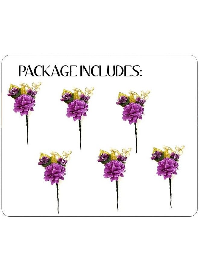 Hair Flare - Artificial Flower With Pearl Bridal Hair Pin/ Hair Clip/ Side Pin/Comb Pin/Hair Accessories/ Judapin For Women & Girls 2397Purple - Image 1