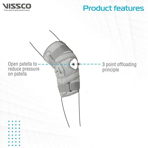 Vissco OA Knee Brace - Open Type, Offloads the Pressure on the Knee - (Left) Grey - Medium - Image 3