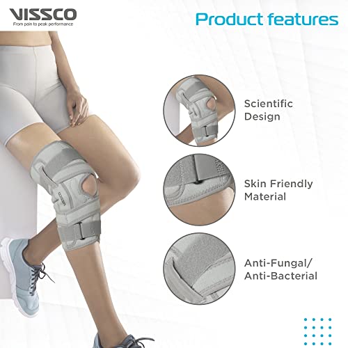 Vissco OA Knee Brace - Open Type, Offloads the Pressure on the Knee - (Left) Grey - Medium - Image 4