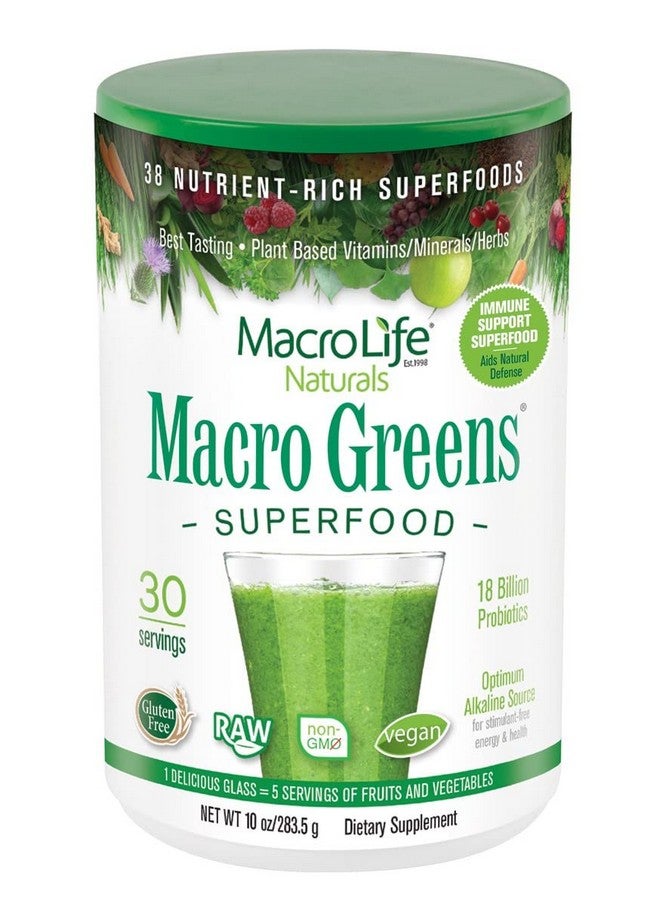 MacroLife Naturals Macro Greens Powder 38 Superfood Probiotic Antioxidant Enzyme & Herbal Supplement Immunity Energy Cleanse Nongmo Vegan Glutenfree Dairyfree 10Oz (30 Servings) - Image 2