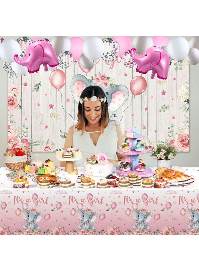 Zhanmai Baby Shower Party Decorations 121 Pieces Elephant Party Supplies Include Backdrop Banner Balloons Tablecloth and Cake Toppers for Baby Shower Gender Reveal Elephant Theme Birthday Party (Girl Style) - Image 5