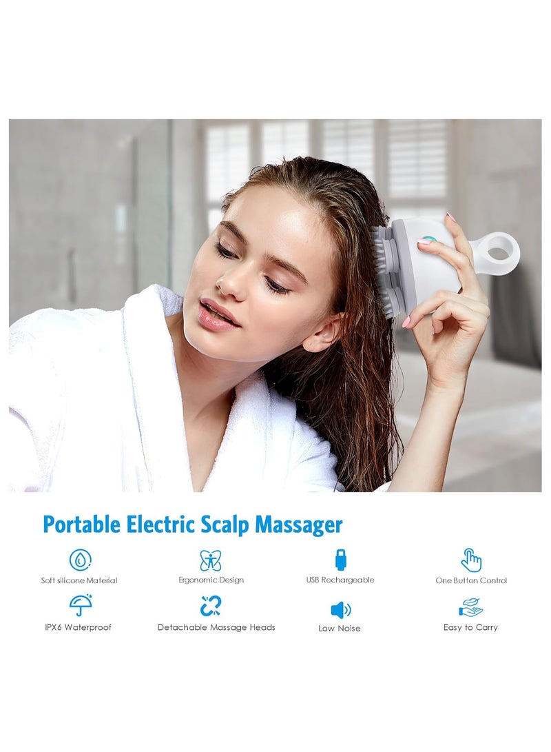 general Newest Electric Hair Scalp Massager Portable Head Massager with Kneading 128 Massage Nodes Head Scratcher Massager for Stress Relax Hair Growth and Deep Clean Ideal Gifts for Women Men - Image 2