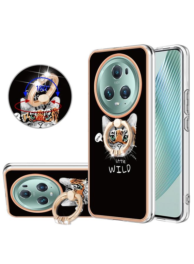 erorex Case For Honor Magic5 Pro Electroplating Dual-side IMD Phone Case with Ring Holder - Image 1