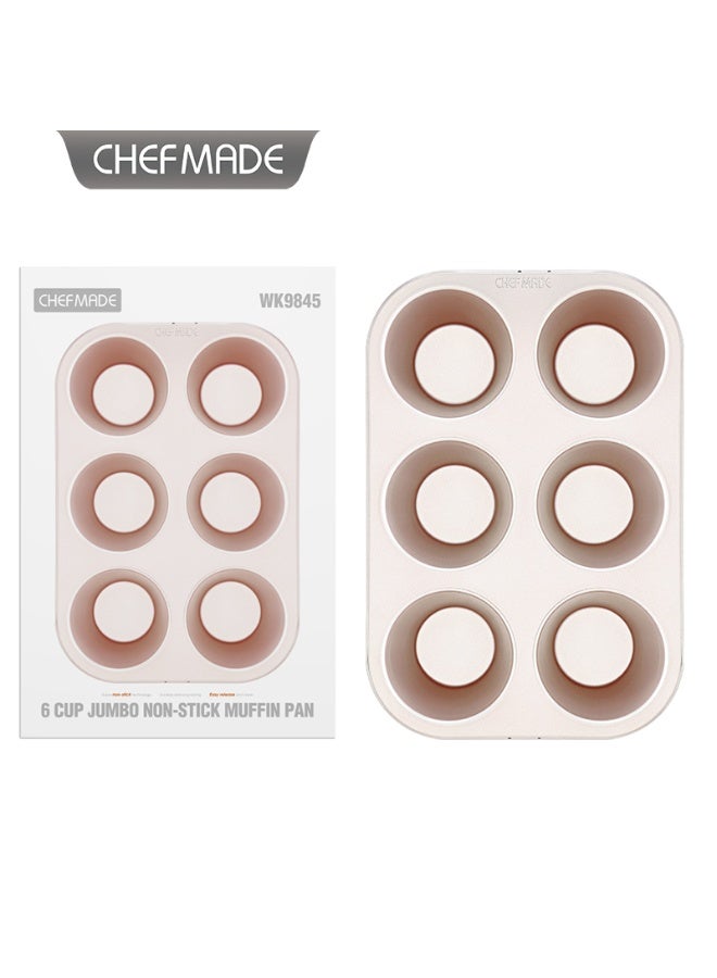 شيف ميد صينية مافن جامبو 6 أكواب غير لاصقة – توزيع حرارة متساوٍ وخبز مثالي للمخبوزات الكبيرة – متينة وسهلة التنظيف للاستخدام المنزلي والمهني - Image 3