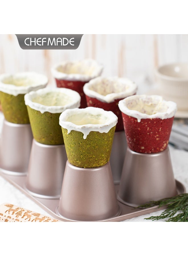 شيف ميد صينية مافن جامبو 6 أكواب غير لاصقة – توزيع حرارة متساوٍ وخبز مثالي للمخبوزات الكبيرة – متينة وسهلة التنظيف للاستخدام المنزلي والمهني - Image 4