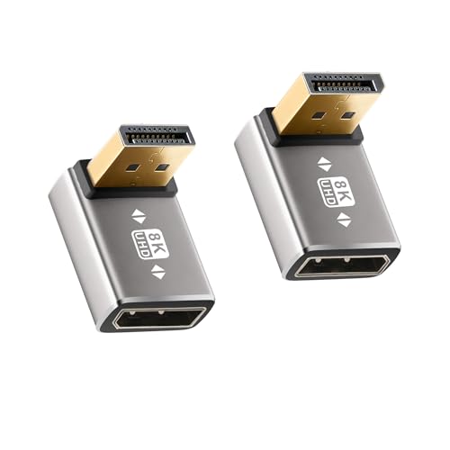 Togconn 8K 90 Degree DisplayPort 1.4 Adapter 2-Pack, (Up and Down) Right Angle DP Male to Female Display Port L-Shaped Connector Extender Support 8K@60Hz,4K@144Hz for Wall TV, Monitor, Laptop and PC - Image 1