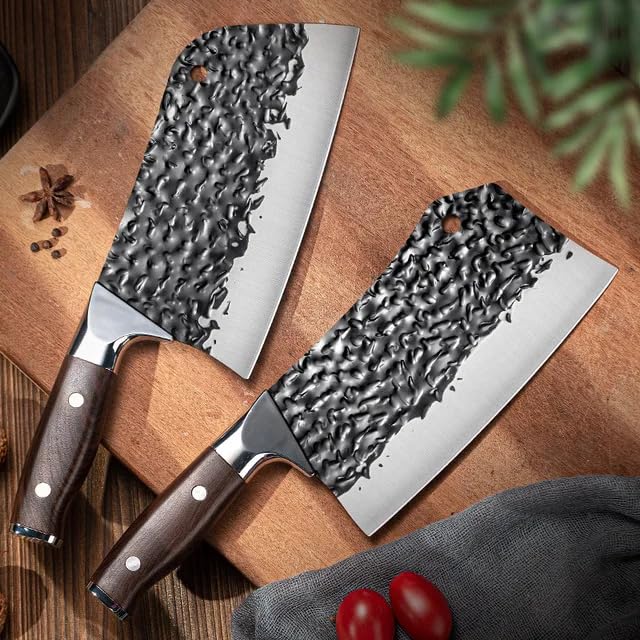 Machado Set of 2 Japanese Stainless Steel Meat Cleaver Chef's Butcher Knives - Precision Culinary Duo - Image 3