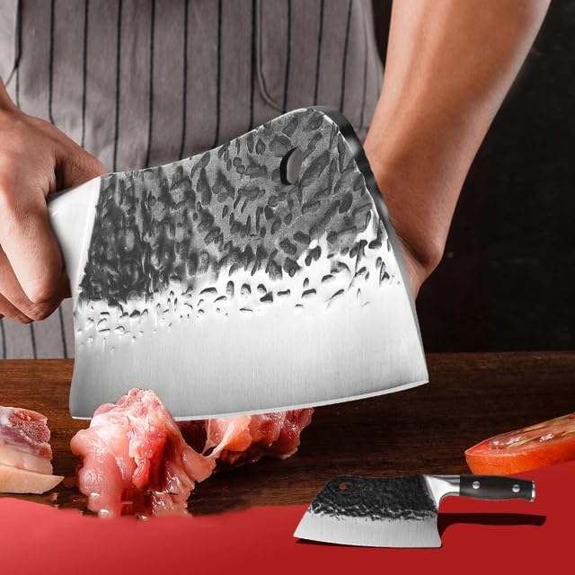 Machado Set of 2 Japanese Stainless Steel Meat Cleaver Chef's Butcher Knives - Precision Culinary Duo - Image 4