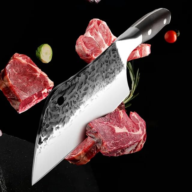 Machado Set of 2 Japanese Stainless Steel Meat Cleaver Chef's Butcher Knives - Precision Culinary Duo - Image 5