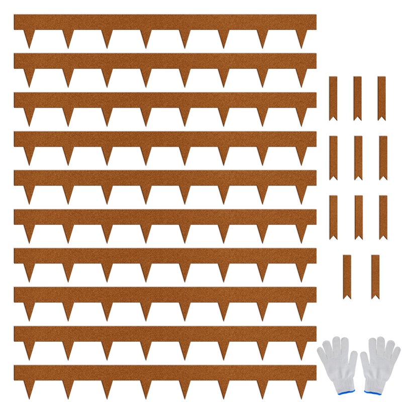 Worth Garden 33ft. Galvanized Steel Landscape Edging - 10-Pack 40" Metal Edging for Landscaping with 11 Stakes, Rust-Colored Powder Coating Hammer-in 4.5" Height Lawn Edging for Yard Pathway Divider - Image 1