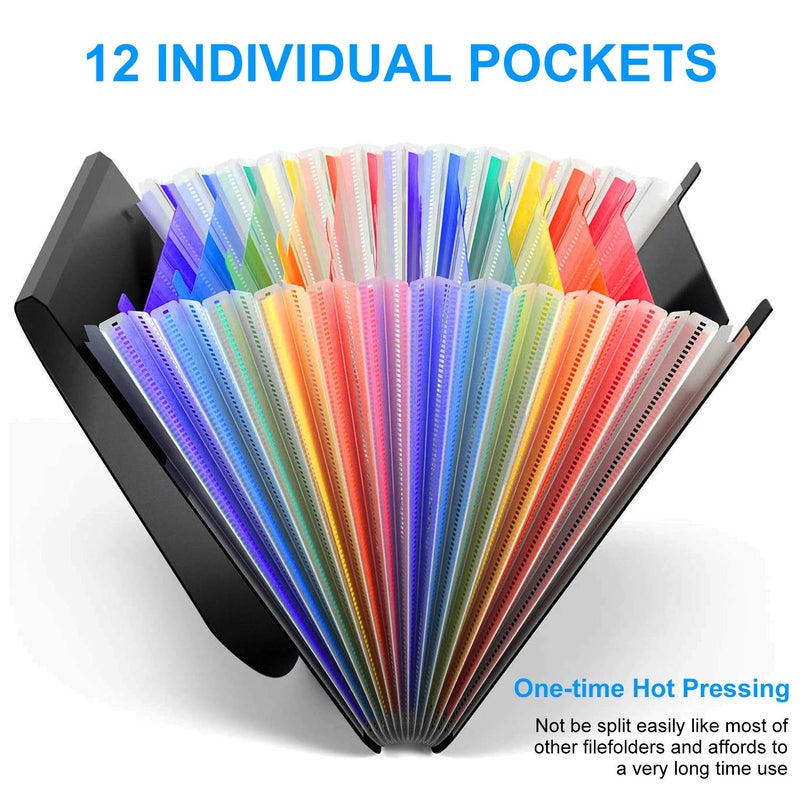 Maimis Accordion File Organizer, 12 Pockets Expanding File Folders, Portable Monthly Bill Receipt Documents Organizer with Colorful A-Z Tabs, Letter/A4 Size - Blue - Image 3