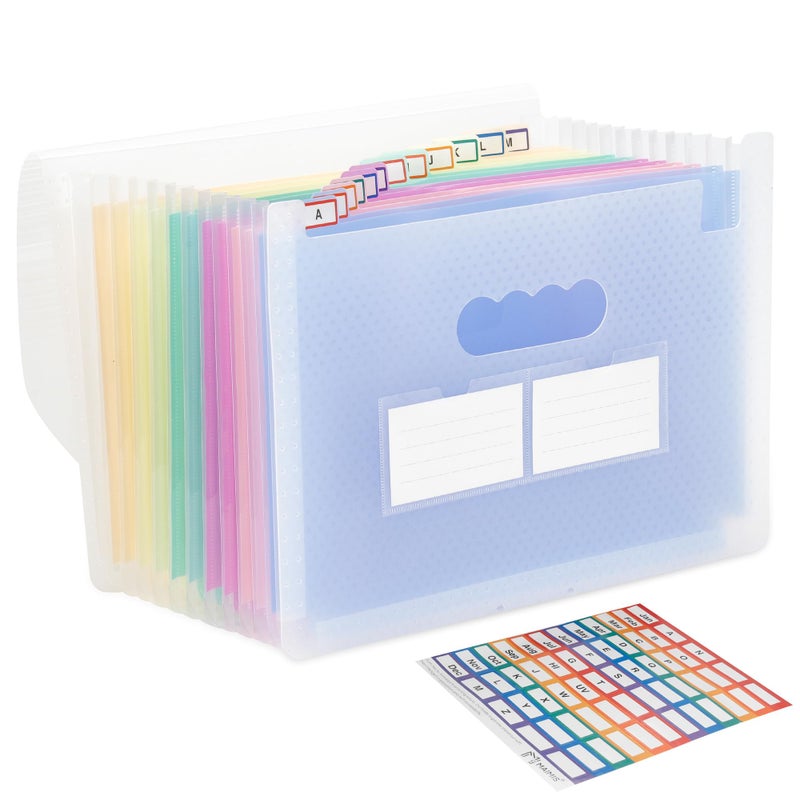 Maimis Accordion File Organizer, 12 Pockets Expanding File Folders, Portable Monthly Bill Receipt Documents Organizer with Colorful A-Z Tabs, Letter/A4 Size - Blue - Image 1