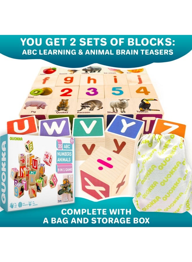 QUOKKA Montessori Wooden Blocks for Toddlers 1-3 - 35 Realistic ABC Learning Baby Blocks for Kids 3-5 Year Olds - Stacking Alphabet Wood Toys for 2-4 yo - Learn Letters Numbers - Image 5