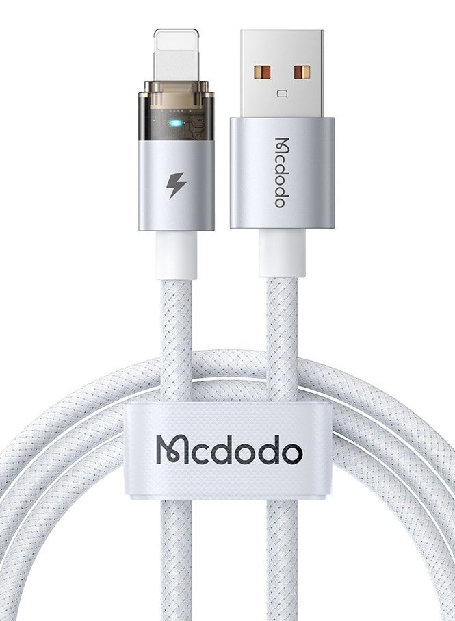 Mcdodo Transparent iPhone Lightning Cable LED Light 1.2m White – Fast Charging Data Sync for iPhone 14 13 12 11, iPad, AirPods - Image 1
