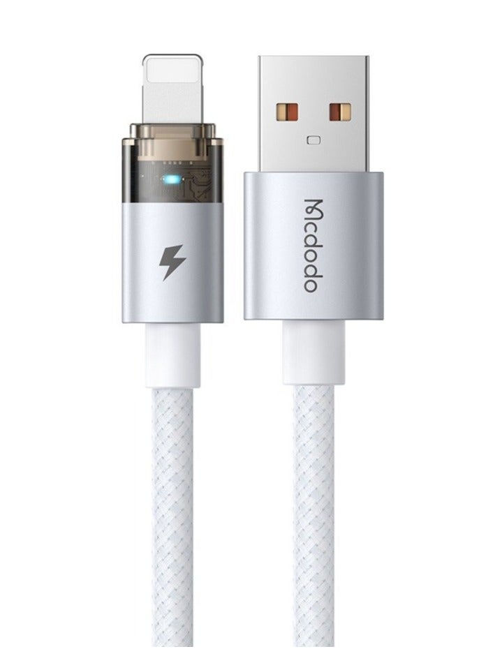 Mcdodo Transparent iPhone Lightning Cable LED Light 1.2m White – Fast Charging Data Sync for iPhone 14 13 12 11, iPad, AirPods - Image 2