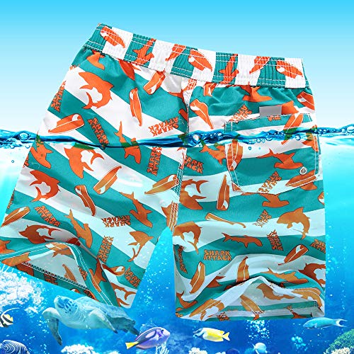techcity Boys Swim Trunks, Quick Dry Beach Swim Shorts Little Boys Bathing Suit Swimsuit Toddler Boy Swimwear with Mesh Lining, 3-14 Years (7-8 Years, Orange) - Image 2