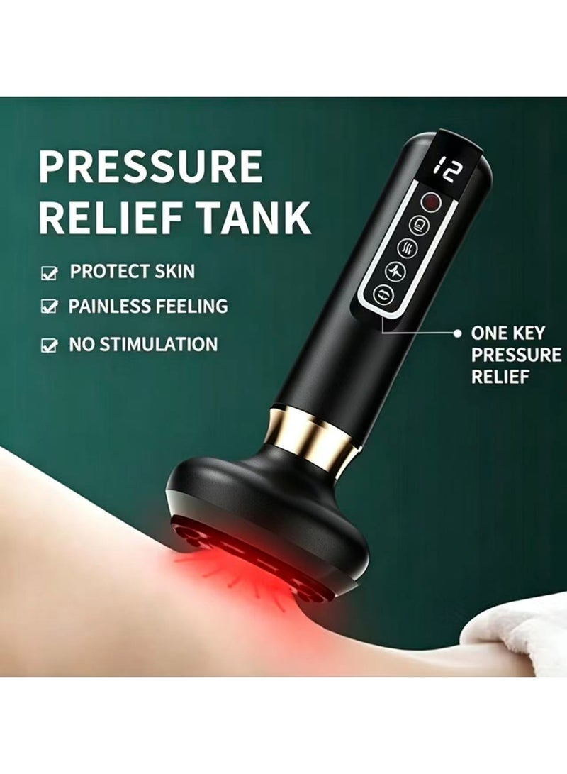 SVINDA Smart Negative Pressure Cupping Massager: for gua sha and cupping, unblocking meridians, detoxification through suction, eliminating stagnation, relieving fatigue and reducing cellulite. Handheld cellulite massager and abdominal fat-reducing massager (black) - Image 2