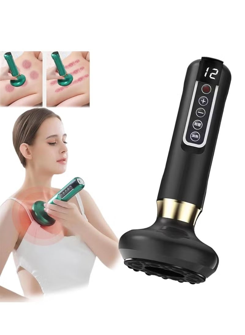 SVINDA Smart Negative Pressure Cupping Massager: for gua sha and cupping, unblocking meridians, detoxification through suction, eliminating stagnation, relieving fatigue and reducing cellulite. Handheld cellulite massager and abdominal fat-reducing massager (black) - Image 1