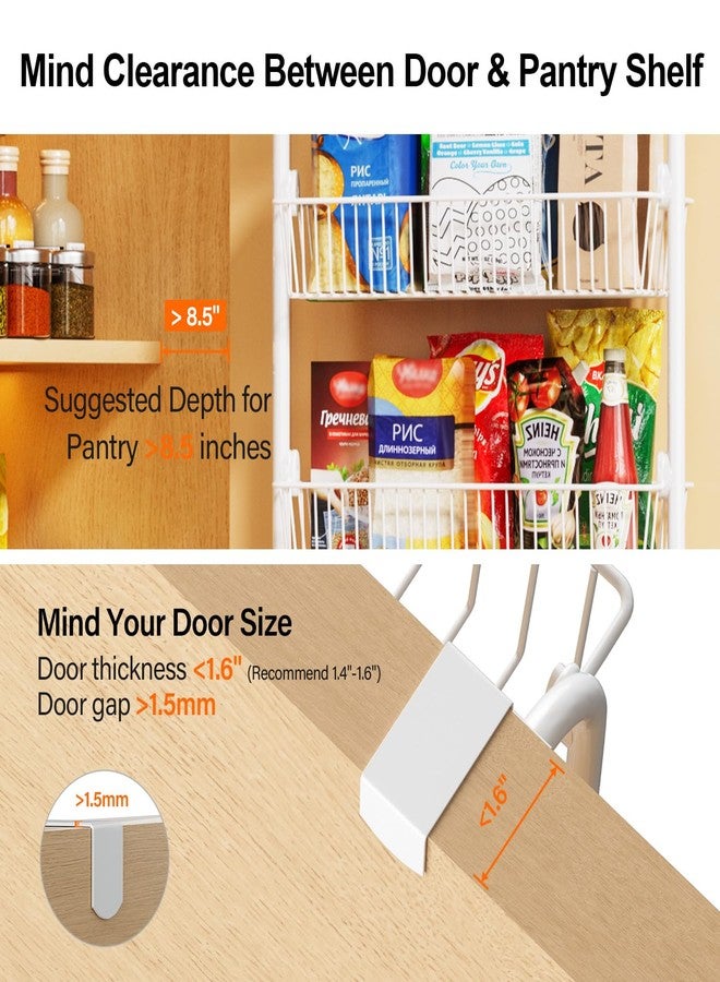 Delamu Over the Door Pantry Organizer, W17.5inch 6-Tier Metal Pantry Door Organizer-Spice Rack, Capacious Mesh Basket for Easy Install, 60 LBS Load Over the Door Organizer Storage, L17.5W6.7H53.7in, White - Image 2