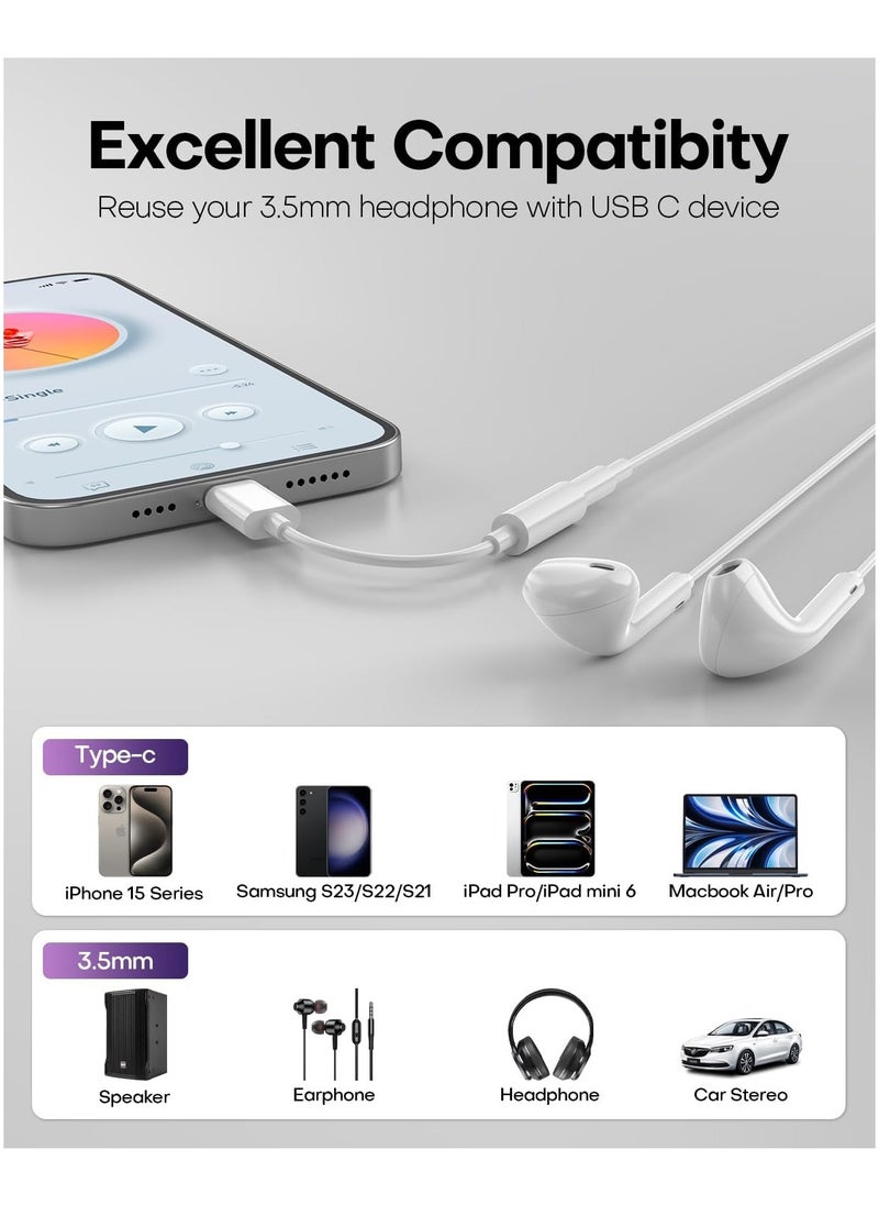 Concretization - Apple Headphones Adapter【MFI Certified】Type c to 3.5mm Headphone Jack Converter Compatible for iPhone 15/15 Pro/15 Pro Max, iPad Pro, Air 5/4, 10th, Samsung Galaxy Headphones all iPhones iOS devices - Image 1