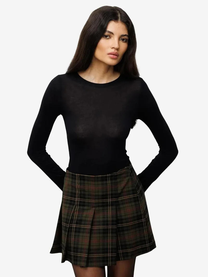 ميكسراي MIXRAY Slim Fit Long Sleeve Crew Neck Blouse