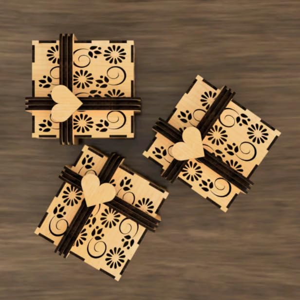 MeeCraft MeeCraft Decorative Wooden Box Set Floral Design Brown 115x11x65 cm Pack of 3  - Image 2