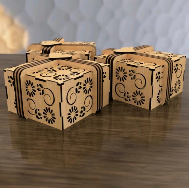 MeeCraft MeeCraft Decorative Wooden Box Set Floral Design Brown 115x11x65 cm Pack of 3  - Image 3