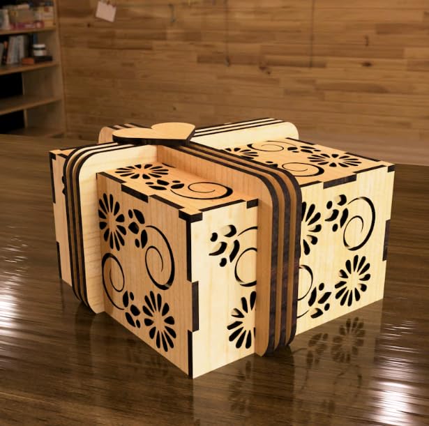 MeeCraft MeeCraft Decorative Wooden Box Set Floral Design Brown 115x11x65 cm Pack of 3  - Image 4
