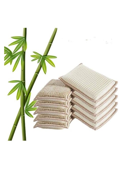 Natural Bamboo Sponges Kitchen Cleaning Sponges Dish Sponges Reusable Dish Washing Sponges Super Absorbent 10 Packs