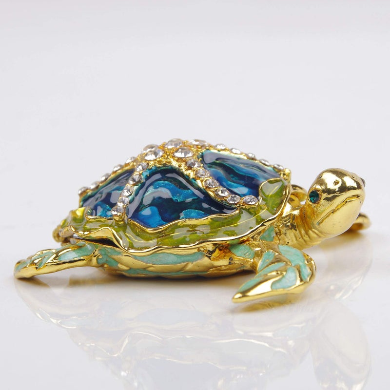 SEVENBEES Sea Turtle Figurine Hinged Trinket Box Decorative Jewelry Boxes with Sea Star Figure - Image 4