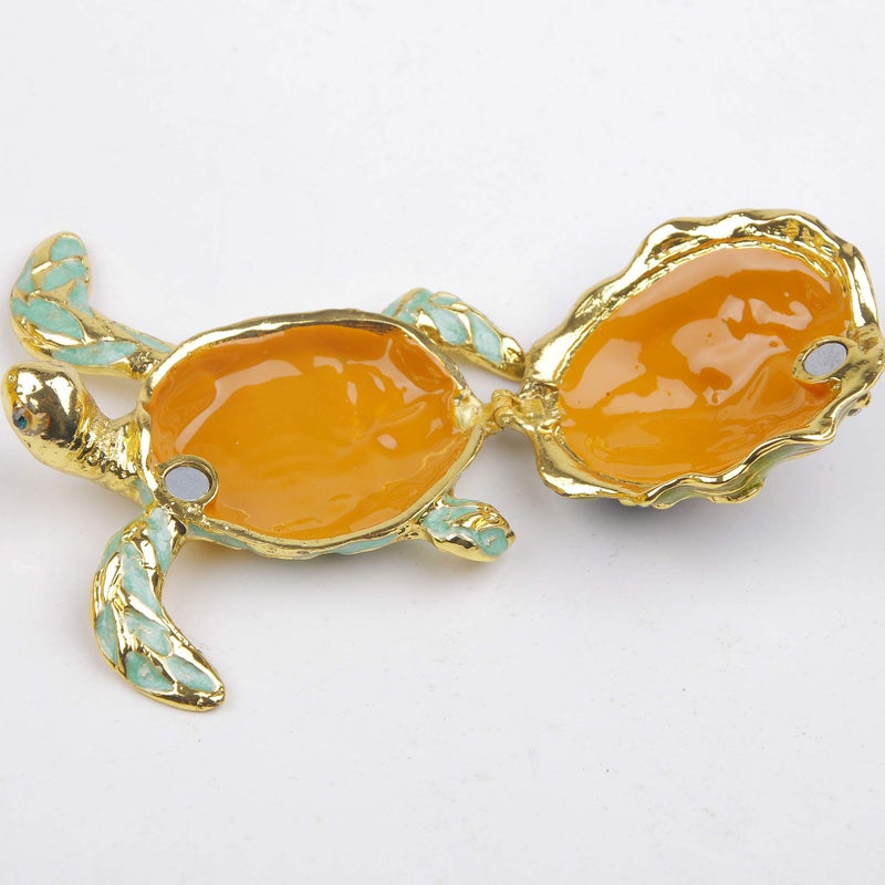 SEVENBEES Sea Turtle Figurine Hinged Trinket Box Decorative Jewelry Boxes with Sea Star Figure - Image 5