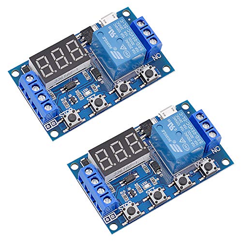 Valefod [2 Pack] DC 6-30V Timer Relay Programmable Delay Relay Module Cycle Timer with LED Display / 5V Micro USB, Smart Home Controller - Image 1