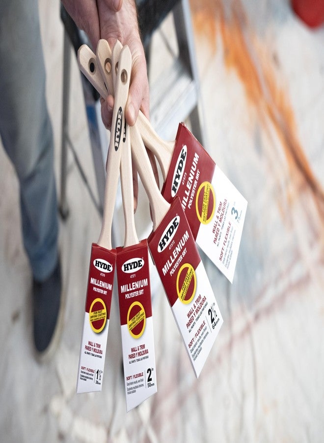 Hyde Millenium Angled Sash Paint Brush, Flat, Soft, Flexible Polyester SRT with Wood Handle, 2 1/2 Inch, 47372 - Image 3
