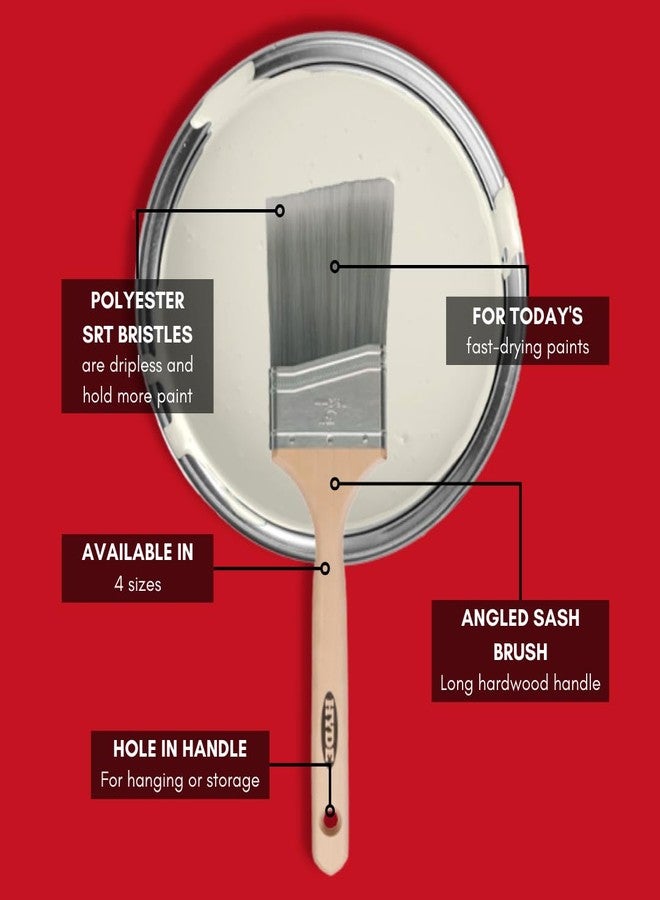 Hyde Millenium Angled Sash Paint Brush, Flat, Soft, Flexible Polyester SRT with Wood Handle, 2 1/2 Inch, 47372 - Image 5