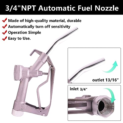 PANCYCW 34 Inch NPT Manual Fuel Nozzle with Hook And Swivel Max Flow Rate 24 GPM 50 PSI for Manual Electric Fuel Pumps Nozzle 1 InchesOD25mm Curved Spout Used For Diesel Gasoline Oil Biodiesel - Image 3
