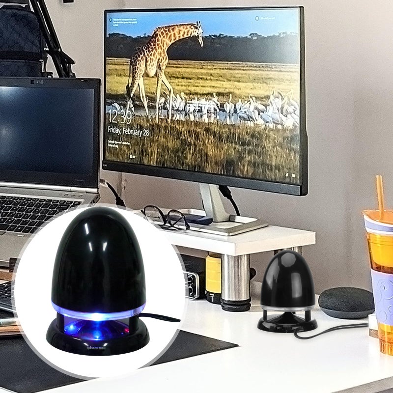 Mini Speaker with Deep Bass LED Light USB Power 3 5mm Audio Input for Laptop PC Desktop Black Blue - Image 4