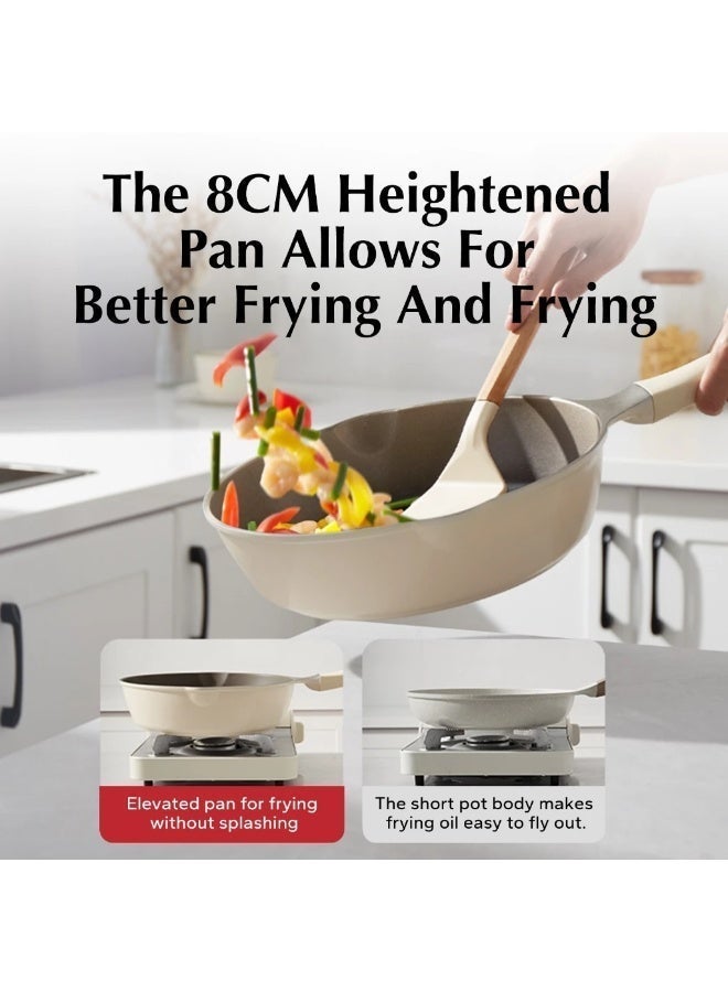 Redchef Nonstick Ti-Ceramic Deep Frying Pan Wok with Lid Non Toxic, PFAS& PTFE& PFOA Free Deep Frying Pan 28CM Suitable for All - Image 4