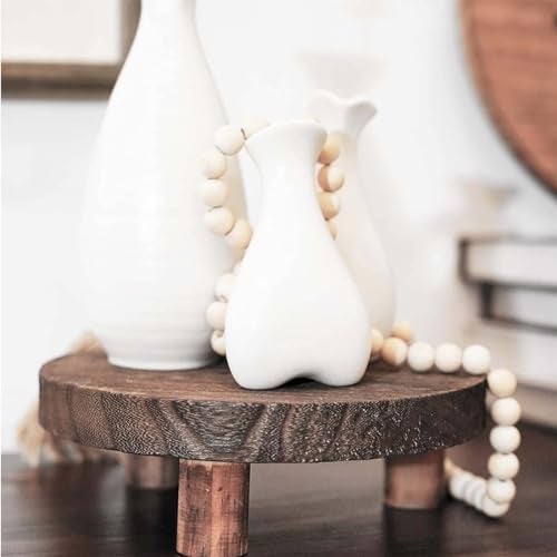 Dantawood Wooden Stool Display Stand, Round Plant Stand, Wood Planter Holder for Flower Pots For Living Room Bedroom Balcony Indoor and Outdoor- 2Pc Round Pot Stand - Image 4