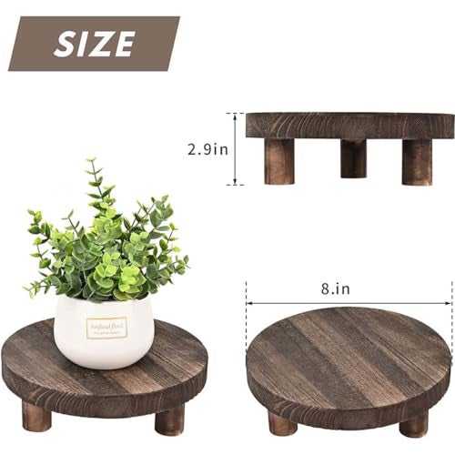 Dantawood Wooden Stool Display Stand, Round Plant Stand, Wood Planter Holder for Flower Pots For Living Room Bedroom Balcony Indoor and Outdoor- 2Pc Round Pot Stand - Image 2