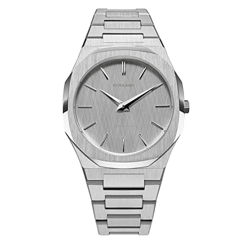 D1 Milano Ultra Thin Unisex Luxury Watch, Stainless Steel Case, Quartz Movement, Stainless Steel Strap, 50M Water Resistant Timepiece, Silver Dial, 2 Years Warranty - UTBJ23 - Image 1