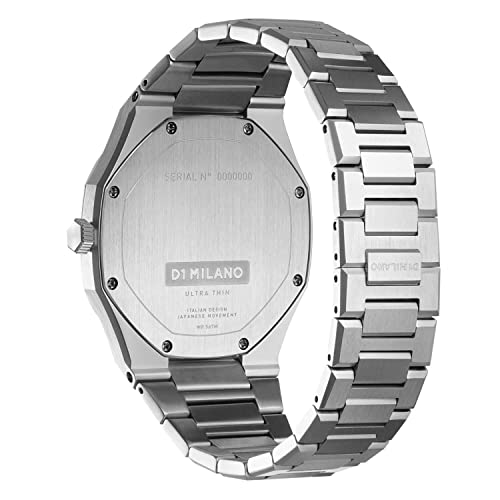 D1 Milano Ultra Thin Unisex Luxury Watch, Stainless Steel Case, Quartz Movement, Stainless Steel Strap, 50M Water Resistant Timepiece, Silver Dial, 2 Years Warranty - UTBJ23 - Image 3
