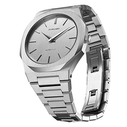 D1 Milano Ultra Thin Unisex Luxury Watch, Stainless Steel Case, Quartz Movement, Stainless Steel Strap, 50M Water Resistant Timepiece, Silver Dial, 2 Years Warranty - UTBJ23 - Image 2