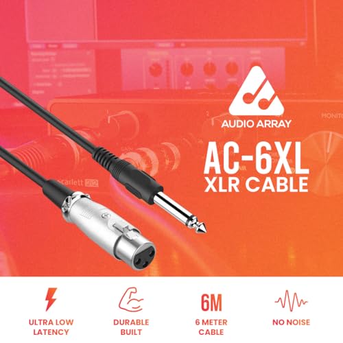 Audio Array AC-6XL Mic Cable 6.35mm Jack Male to XLR 3PIN Female Cord Wire | Microphone/Guitar Cable | Black, 1pc Pack (6 Meter/19.6 Feet) - Image 2