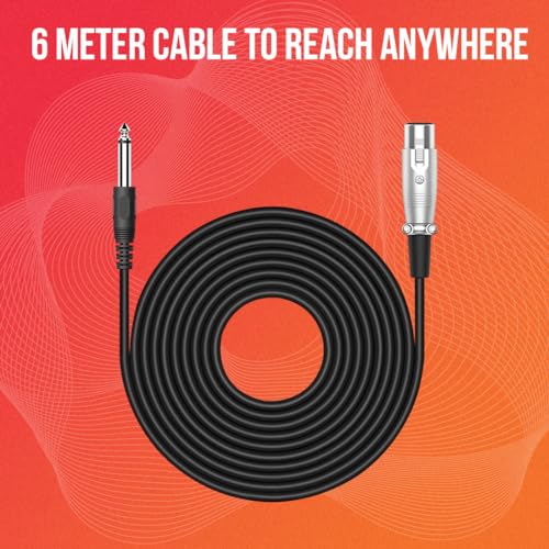 Audio Array AC-6XL Mic Cable 6.35mm Jack Male to XLR 3PIN Female Cord Wire | Microphone/Guitar Cable | Black, 1pc Pack (6 Meter/19.6 Feet) - Image 3