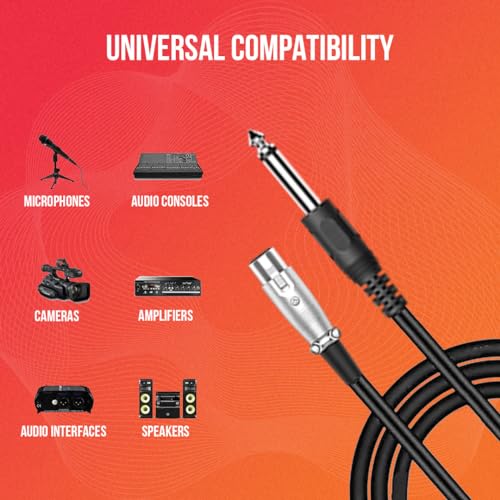 Audio Array AC-6XL Mic Cable 6.35mm Jack Male to XLR 3PIN Female Cord Wire | Microphone/Guitar Cable | Black, 1pc Pack (6 Meter/19.6 Feet) - Image 4