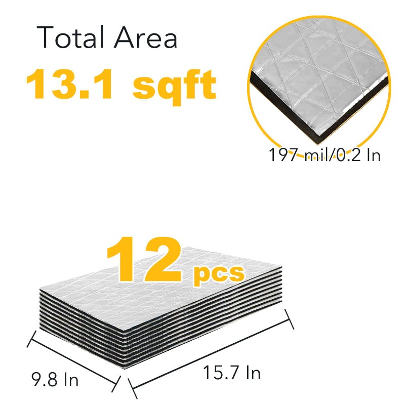 KOIKEY Car Sound Deadening Foam Mat - KOIKEY 197 mil 13.1 sqft Auto Soundproofing Material, Sound Deadener and Heat Insulation for Auto, Vehicle - Image 5