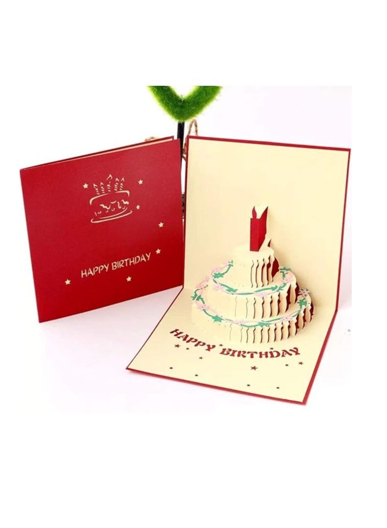 Cool Baby Birthday Pop-up Card Laser Cut Happy Birthday Card Including Envelope Red (No Light No Music) - Image 1